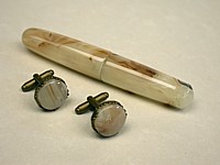 Pen & Cuff-links in Rocky-Road Lucite